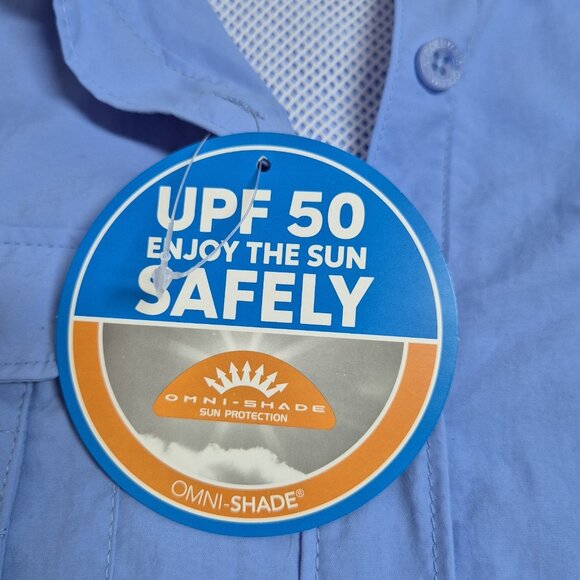 Columbia Women's Shirt Size 1X Button Up Blue PFG Fishing Omni Shade Top (20) - Picture 7 of 15